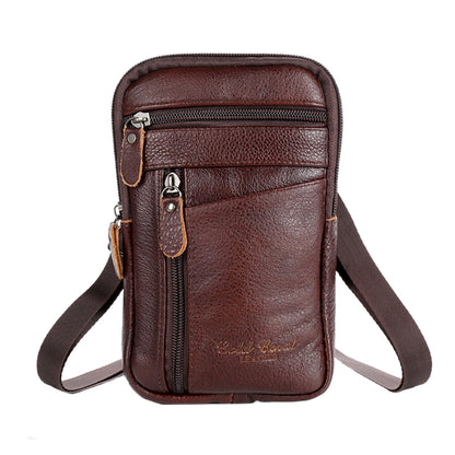 Leather Phone Pouch Small Waist Pack Crossbody Bag Business Receipt Wallet Coffee