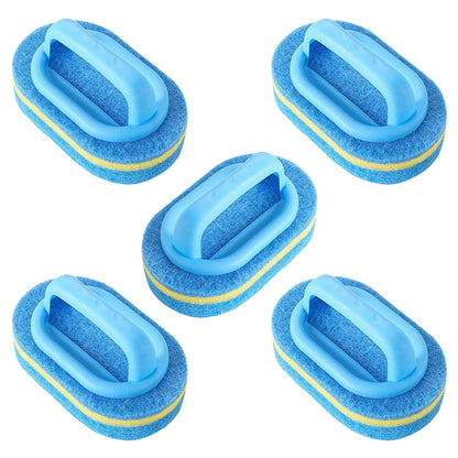 5 Piece Multi Layer Sponge Cleaning Brush Set for Kitchen Bathroom - Blue