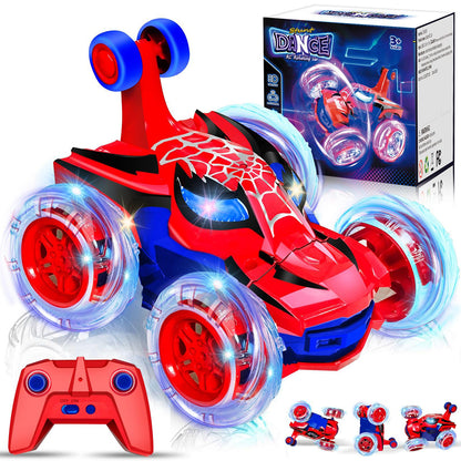 360 Degree Stunt RC Car with Lights Music Rollover Car - Red