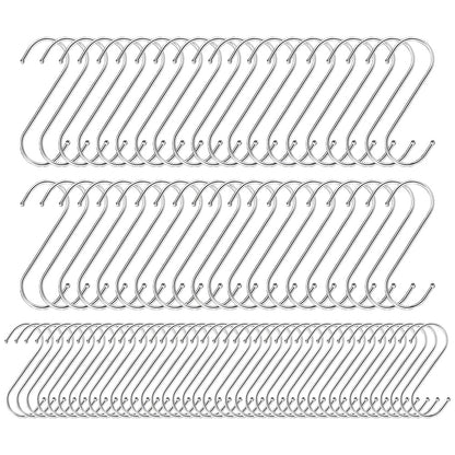 40Pcs Stainless Steel Metal S Shaped Hooks Clothes Hanger for Kitchen Bathroom Closet