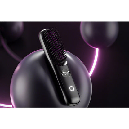 USB Rechargeable Hair Straightening Brush -Black