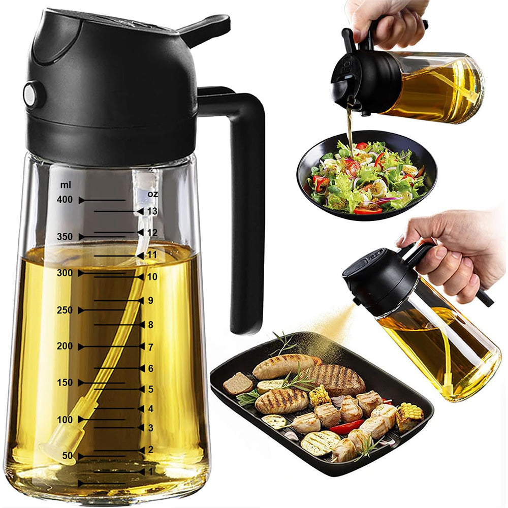 2Pcs 470ml Glass Oil Sprayer Bottle for Cooking Olive Oil Dispenser Kitchen Gadgets-Clear