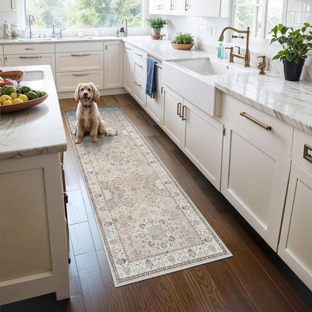 Persian Runner Rug for Hallway-Beige