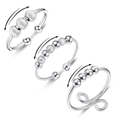 3Pcs Stainless Steel Spinner Rings Fidget Ring Set for Focus for Students and Office Workers