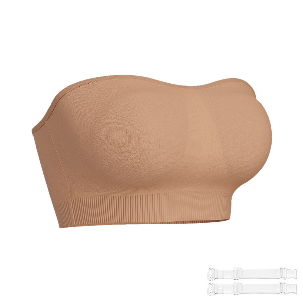 Women Strapless Wirefree Bandeau Bra-Nude