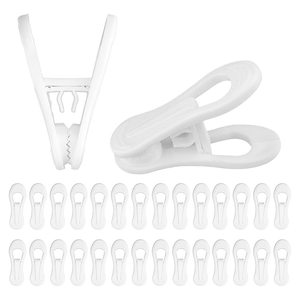 30 Pack Anti Slip Clips for Garments Socks Snacks Hanger Clips - White