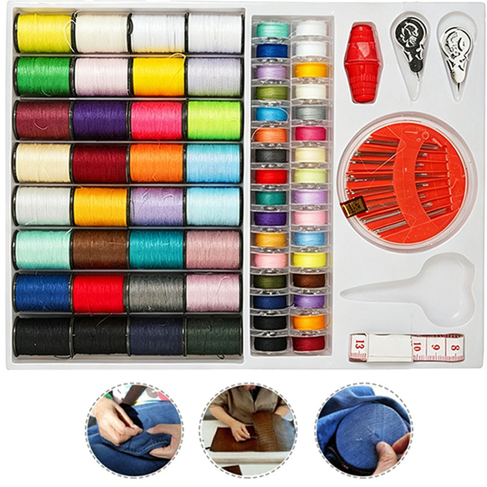 64 Color Sewing Thread Kit with Needles Tape Measure and Sewing Tools