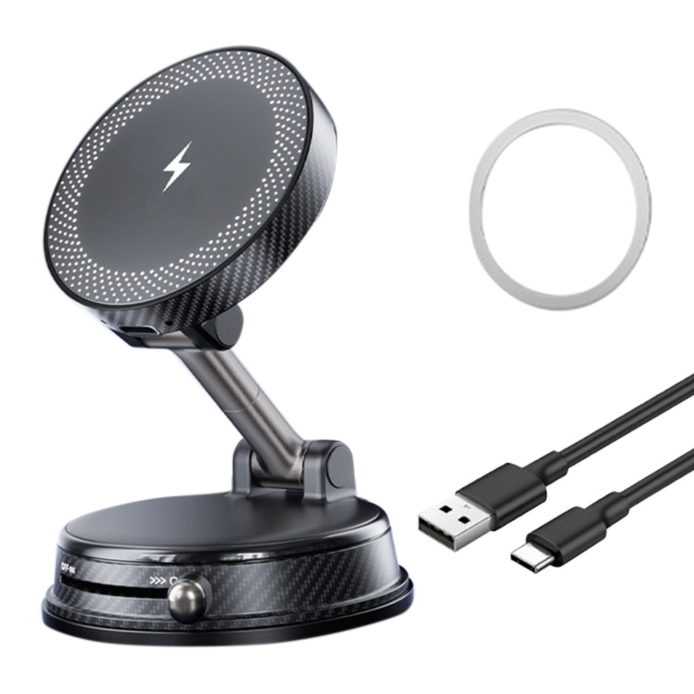 15W Magnetic Car Charger Vacuum Suction Foldable Phone Mount for Dashboard