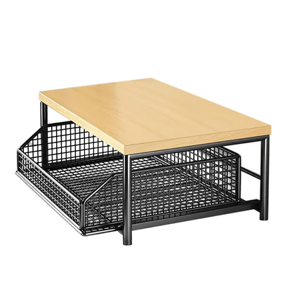 Kitchen Countertop Riser Storage Rack with Pull Out Drawer Basket - Black