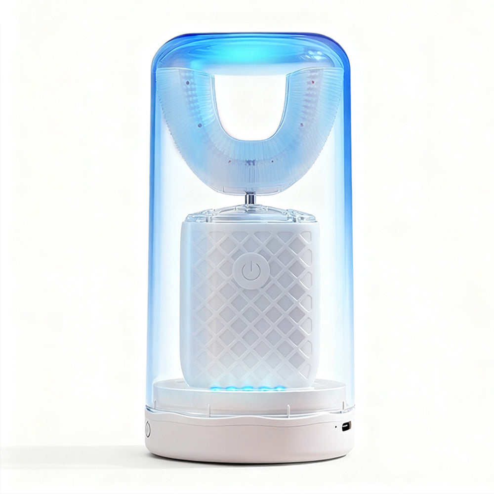 U-Shaped Automatic Electric Toothbrush ¨C With Built-In Sanitizing Cup White