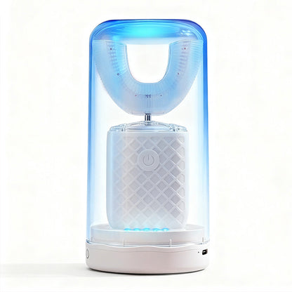 U-Shaped Automatic Electric Toothbrush ¨C With Built-In Sanitizing Cup White