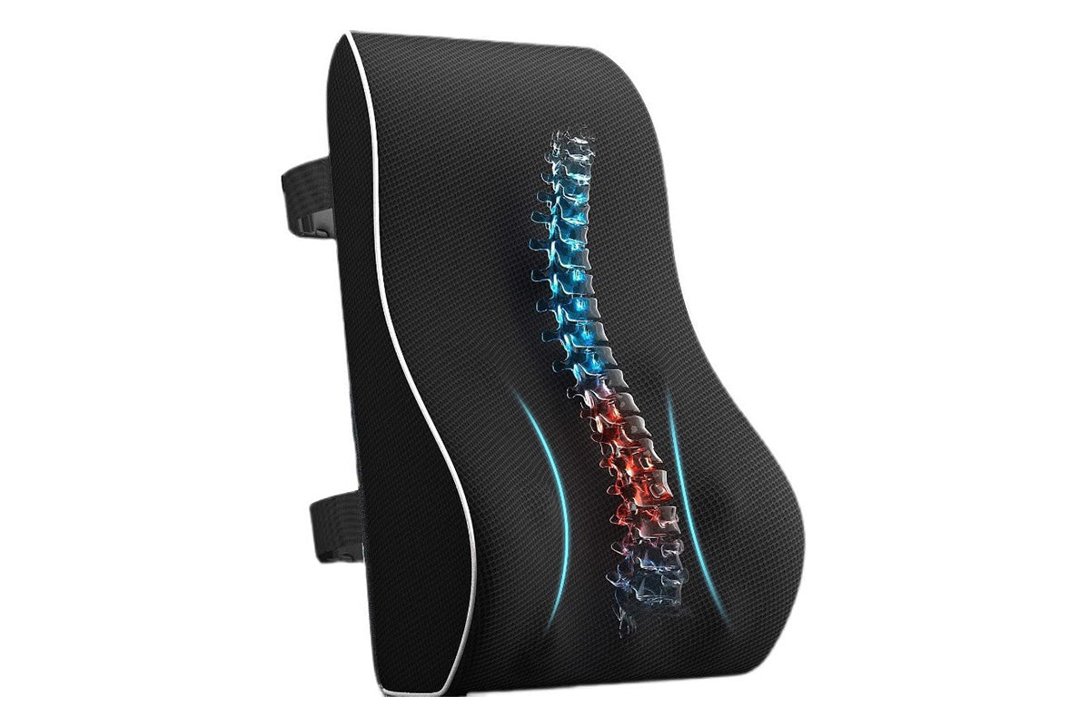 Ergonomic Lumbar Back Support Cushion Memory Foam Backrest with Adjustable Strap