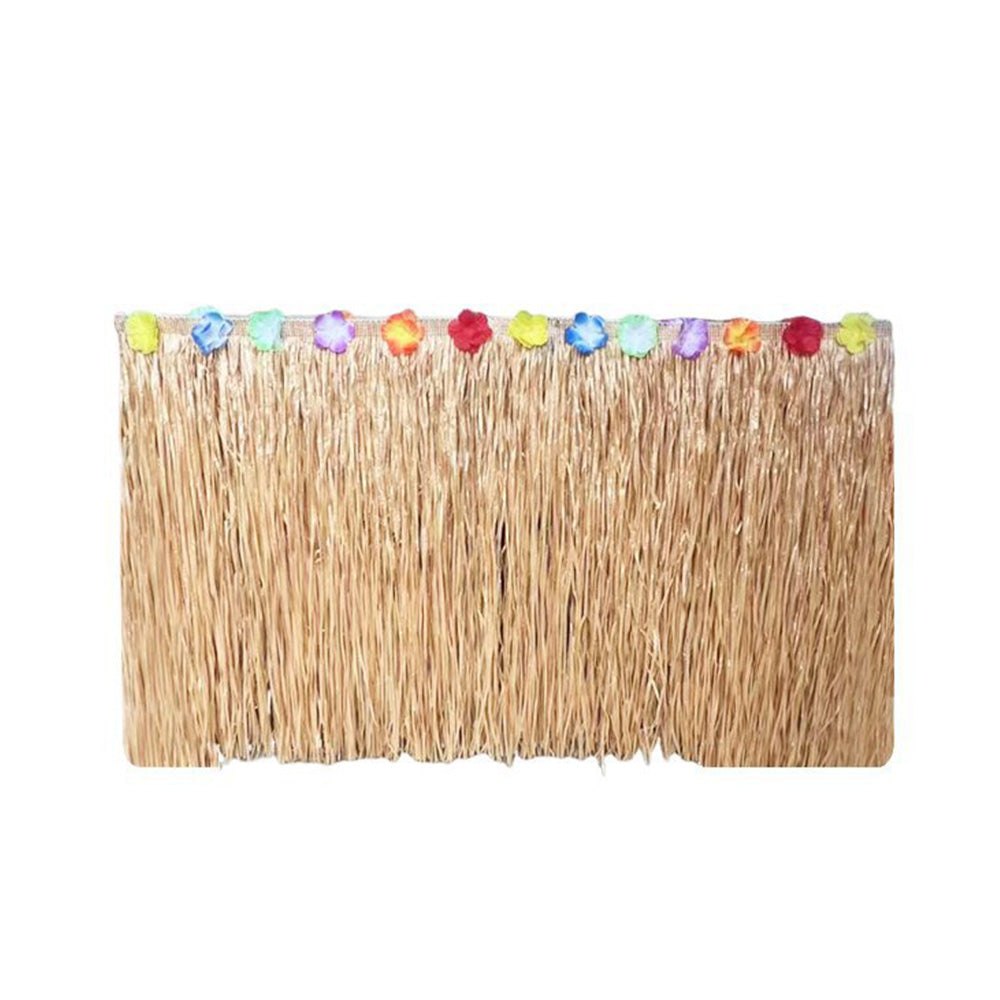 Straw Color Tassel Table Skirt for Hawaiian Beach Parties