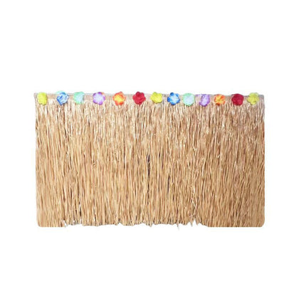 Straw Color Tassel Table Skirt for Hawaiian Beach Parties