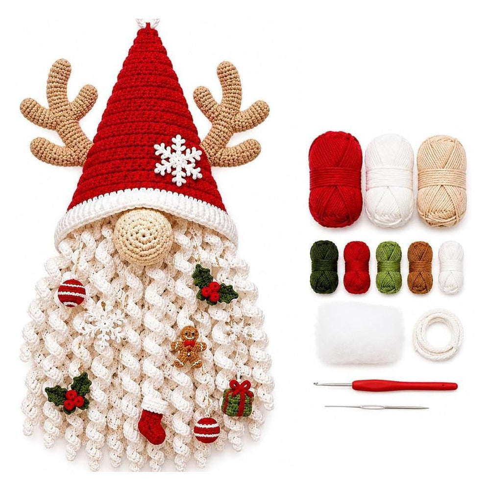 DIY Christmas Crochet Kit For Adults with Yarn and Hook - Christmas gnome