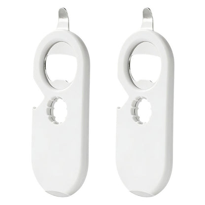 2Pcs 5-in-1 Bottle Can Opener Kitchen Twist Cap Pull Tab Tool with Easy Attached Storage White