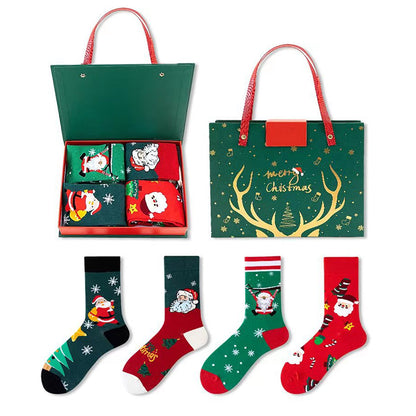4 Pairs of Christmas Socks Funny Cotton Socks Style 1
