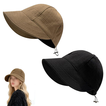 2 Pack Waffle Bucket Hats and Visor Caps - Brown