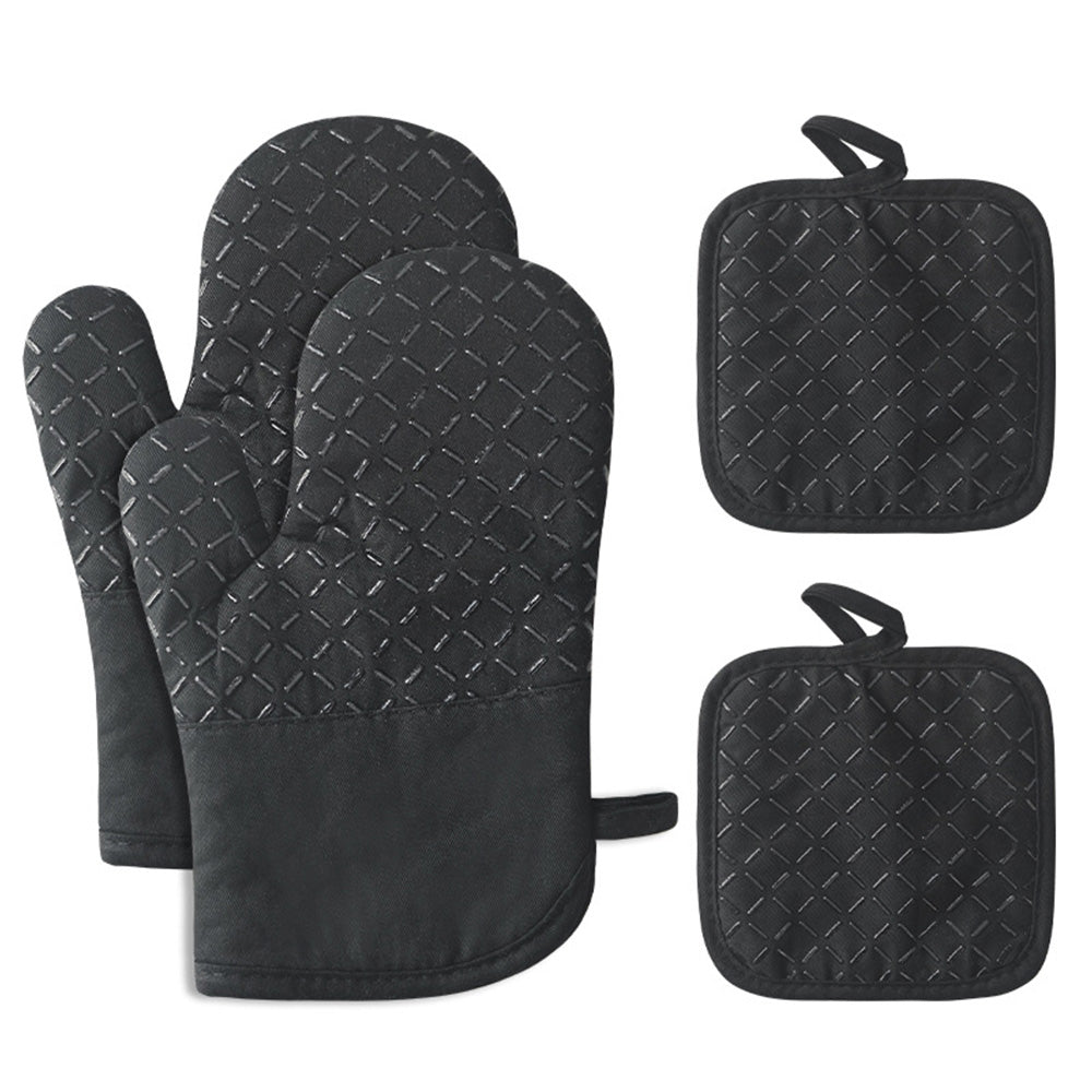 Cotton Silicone Oven Mitts Set with Pot Holders