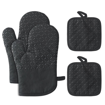 Cotton Silicone Oven Mitts Set with Pot Holders