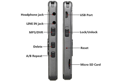 8G Rechargeable LCD Digital Audio Voice Recorder Dictaphone MP3 Player Expandable Up To 128G