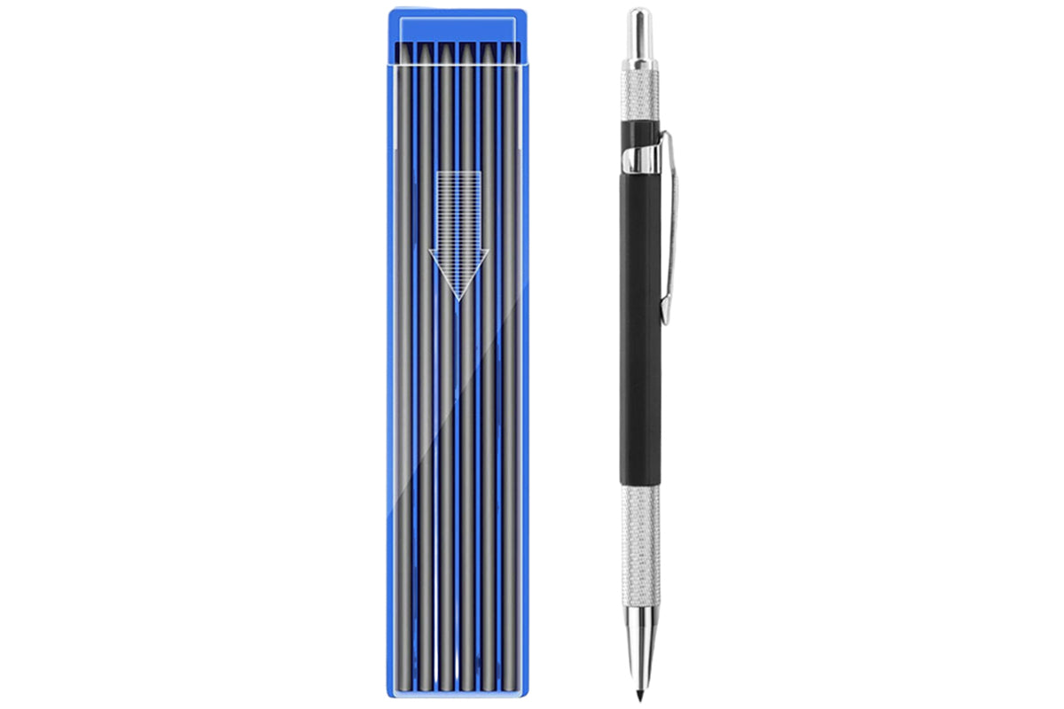 2B Lead Holder Pen Automatic Mechanical Drafting Drawing Pencil Art Tool With Refills Case-Black Pencil With Black Refills