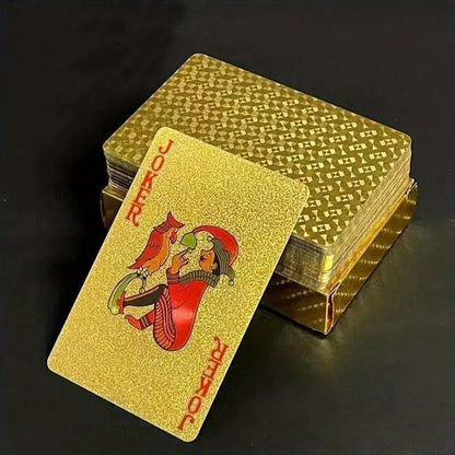 Waterproof Playing Cards Set Plastic Deck of Cards Poker Game Set for  Party Camping Travel On-the-Go Gold