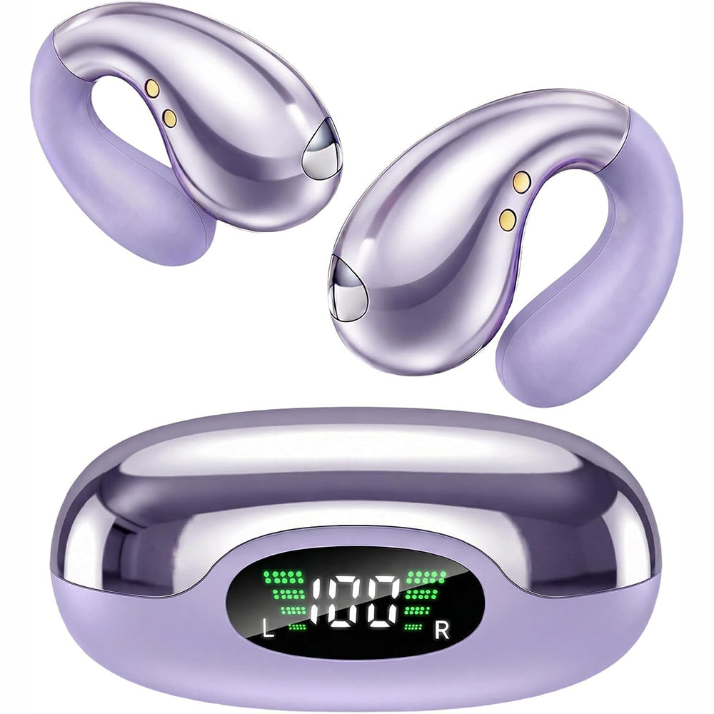 Open Ear Earbuds Wireless Air Conduction Bluetooth Earbuds - Purple