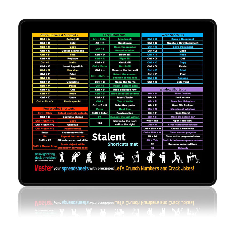 2Pcs Small Excel Cheat Sheet Shortcuts Computer Mouse Pads  Excel Word PowerPoint Windows Shortcuts Desk Pads