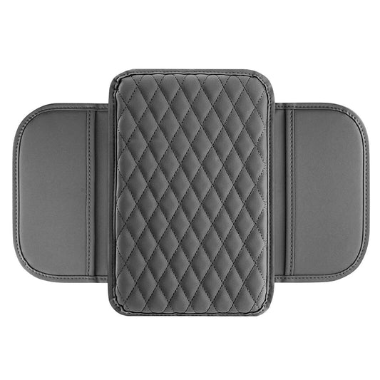 Car Center Console Cover PU Leather Car Armrest Box Cushion with 2 Storage Bags Black