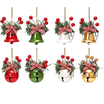 8 Pack Christmas Red Berry Bell Hanging Ornaments