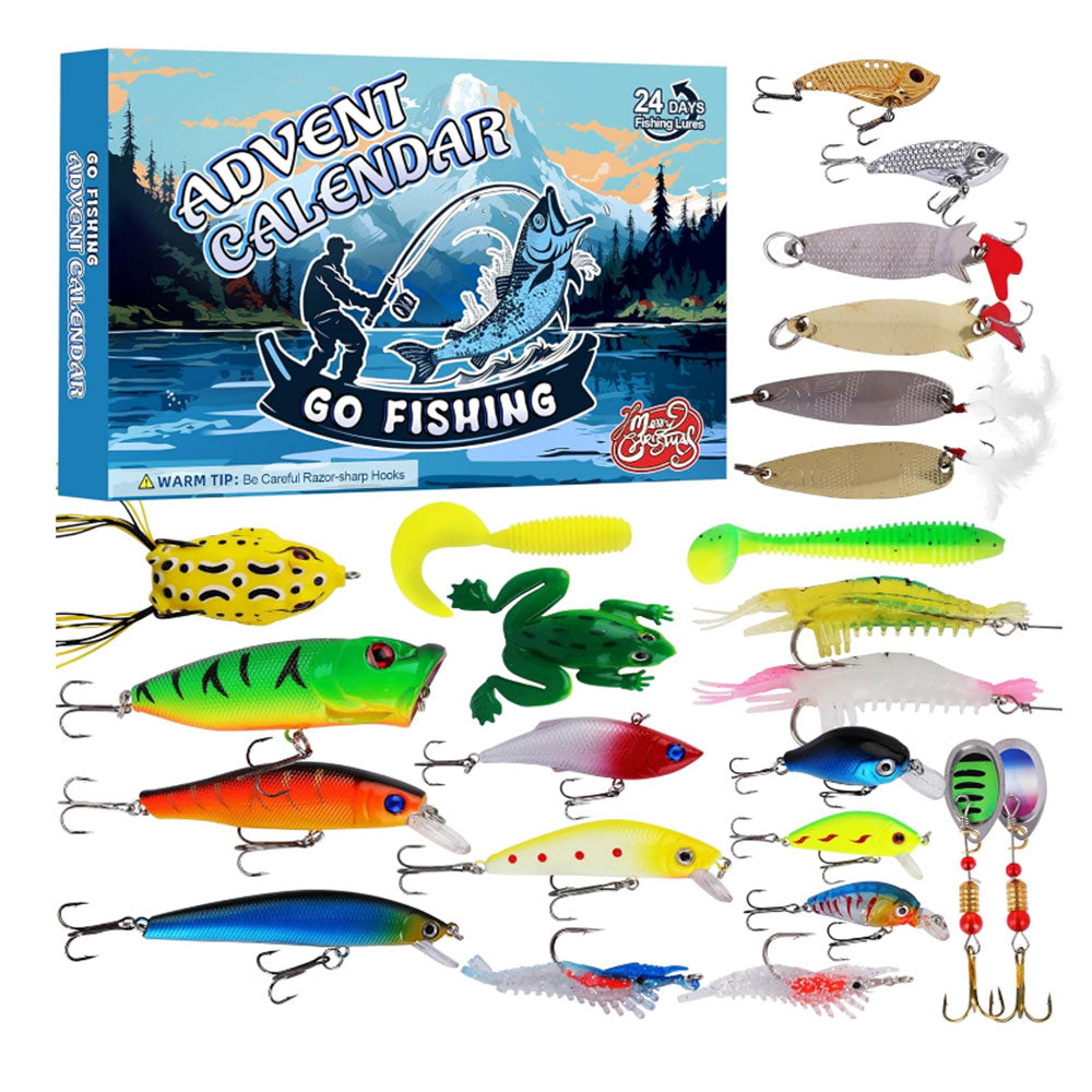 24 Days Christmas Countdown Fishing Lures Set Christmas Advent Calendar Xmas Surprise Fish Tackle Set