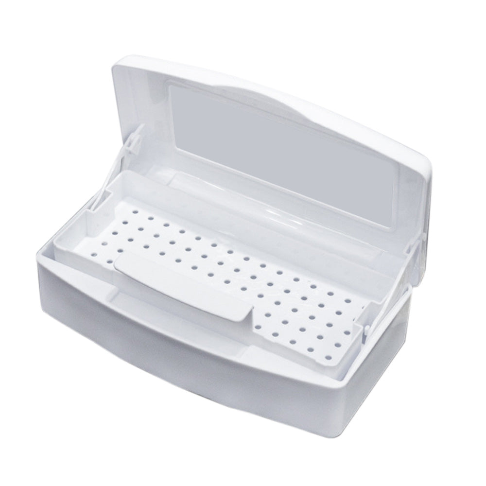 ABS Nail Tool Cleaning Soaking Cleaning Box with Lift Up Filter Tray - White