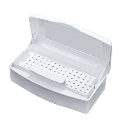 ABS Nail Tool Cleaning Soaking Cleaning Box with Lift Up Filter Tray - White