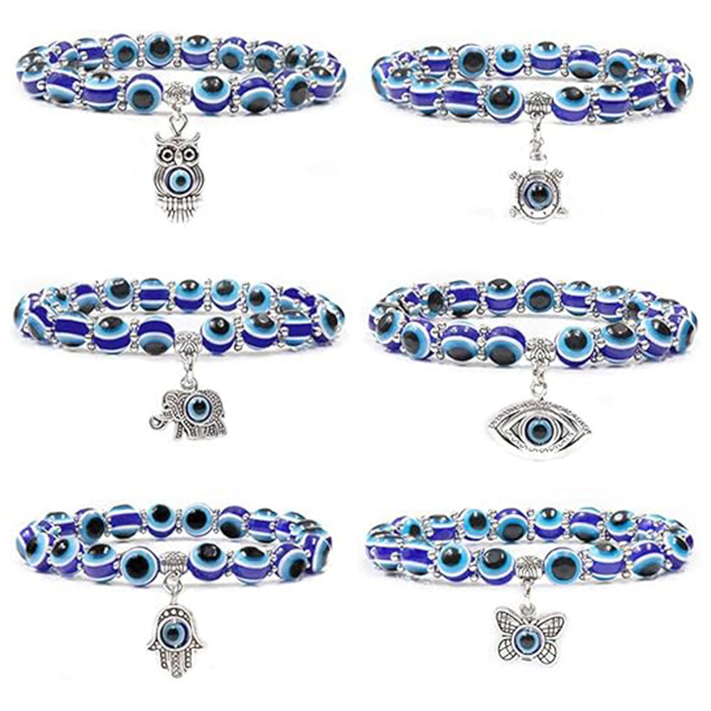6Pcs Turkish Evil Eye Bracelet Greek Style Bangle Fashion Jewellery