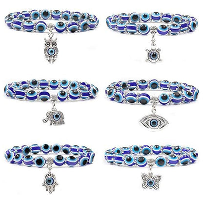 6Pcs Turkish Evil Eye Bracelet Greek Style Bangle Fashion Jewellery