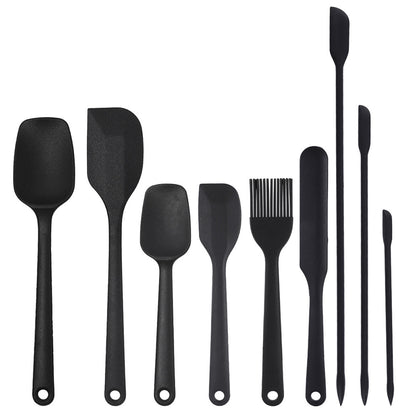 9PCS Silicone Spatula Set Non stick Spoon Utensil Baking Tools With Ergonomic Grip-Black