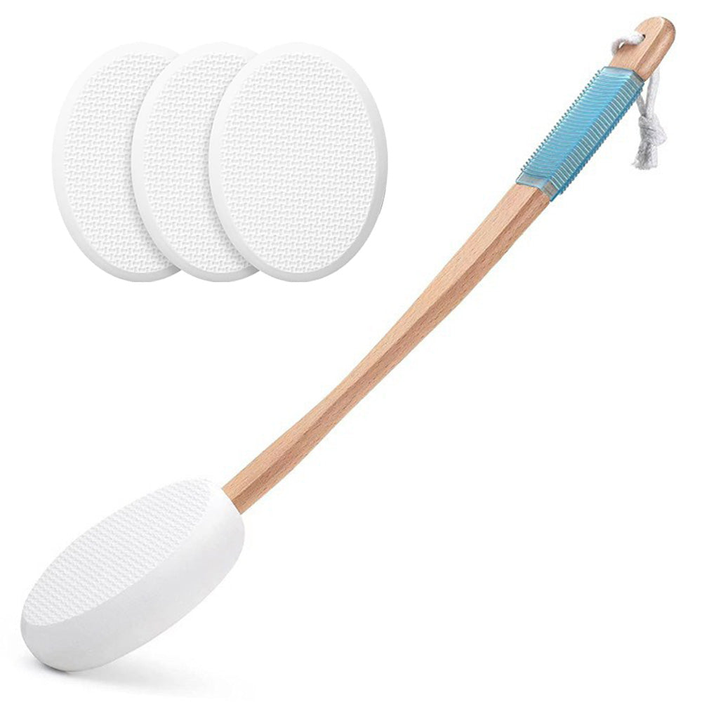 Back & Foot Lotion Applicator with 4 Replacement Pads Sunscreen Applicator Tool White