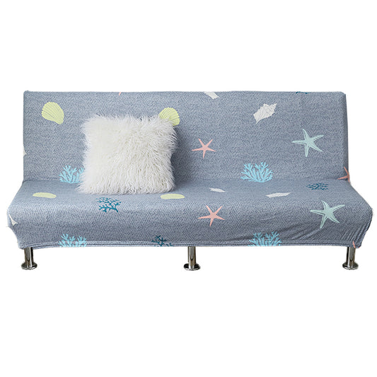 Printed Armless Futon Slipcovers Stretch Folding Sofa Bed Cover with Elastic Bottom -Grey