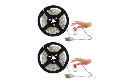 2pcs USB LED Strip Light Touch Switch Hand Sweep Cabinet Kitchen Lights Fairy Light-White