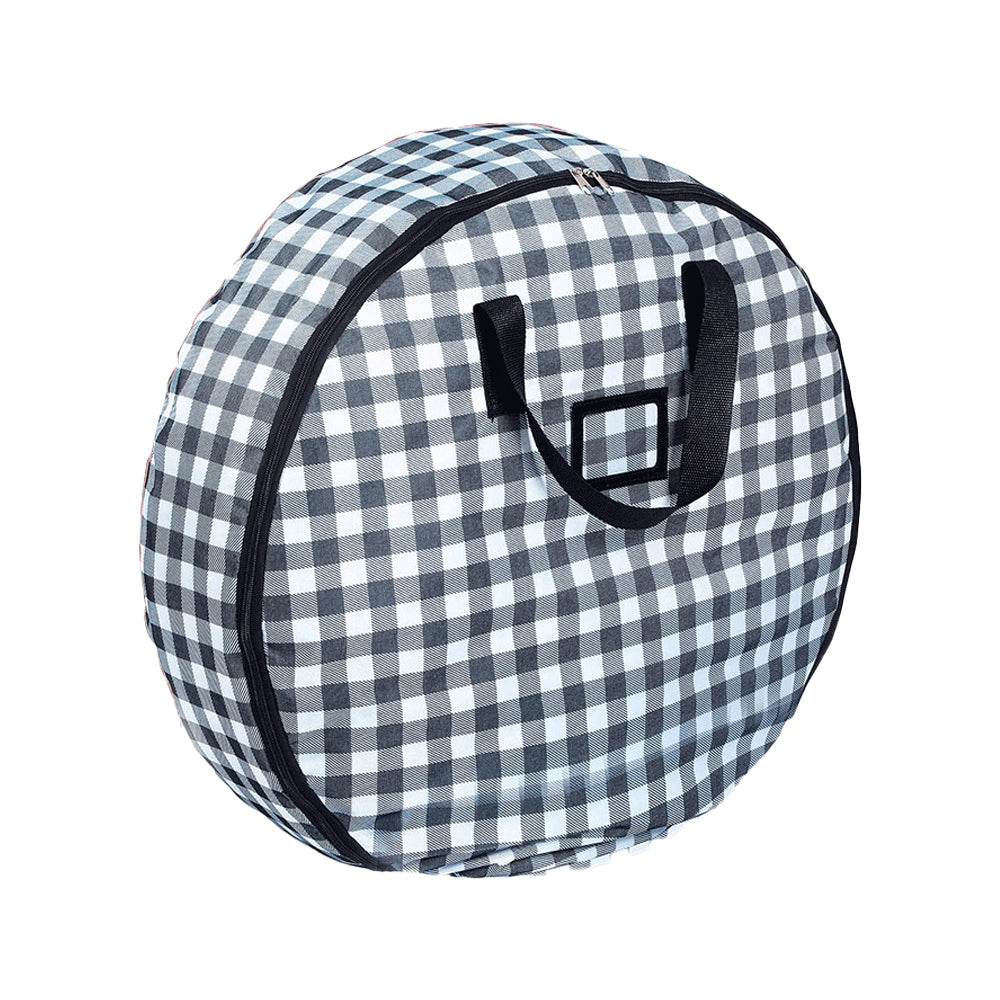 Christmas Plaid Wreath Storage Bag Christmas Garland Storage Container Seasonal Wreath Storage for Xmas Holiday Black