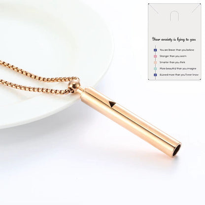Meditation Necklace Triangle Cutout Necklace Stress Reducing Breathing Necklace Rose Gold