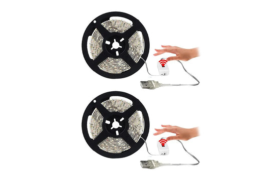 2pcs USB LED Strip Light Touch Switch Hand Sweep Cabinet Kitchen Lights Fairy Light-Warm White