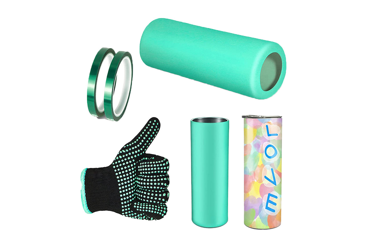 4Pcs Set Sublimation Tumblers Silicone Sleeve Kit for 20 oz Skinny Straight Blanks Cups-Green
