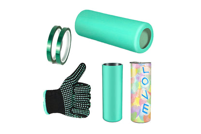 4Pcs Set Sublimation Tumblers Silicone Sleeve Kit for 20 oz Skinny Straight Blanks Cups-Green