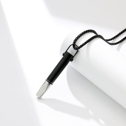Mindfulness Breathing Necklace Stress Relief Pendant Stainless Steel Anxiety Breathe Necklace Black