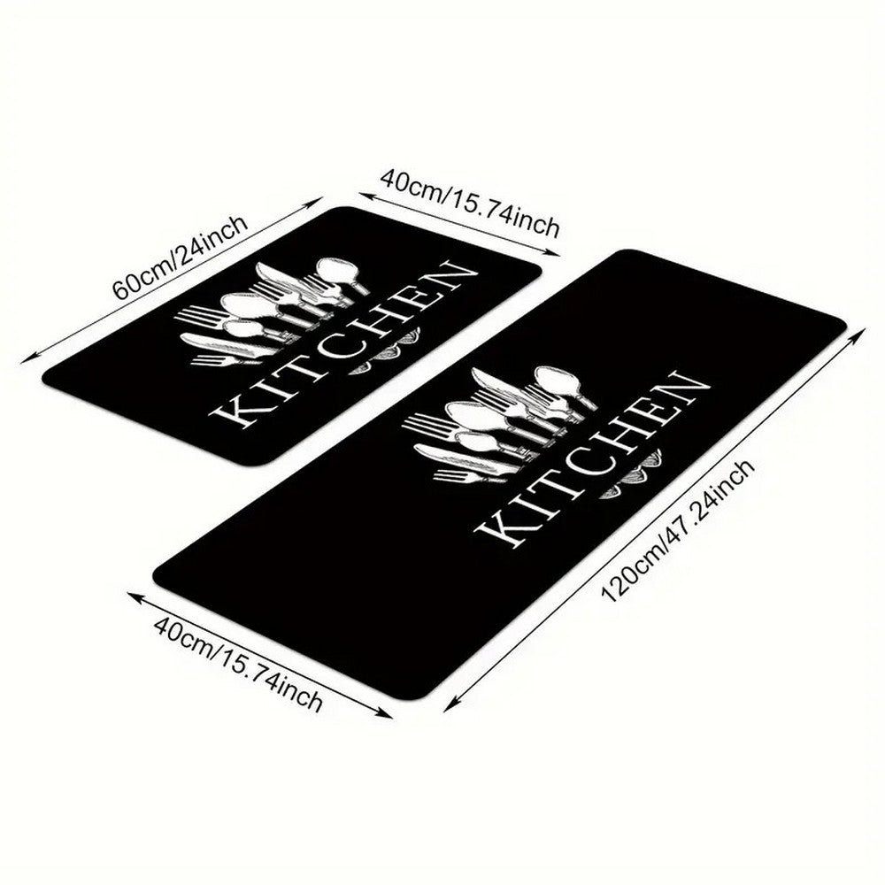 2pcs Washable Kitchen Rugs and Mats Set Non Slip Cushioned Kitchen Floor Mat-ST2