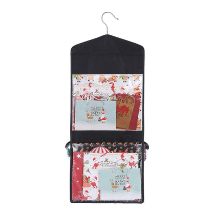 Double Sided Hanging Gift Wrap Organizer Wrapping Paper Bag Storage Black