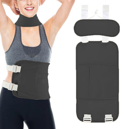 Castor Oil Pack Wrap 4 Pieces Reusable Castor Oil Compress Kit Adjustable Elastic Strap for Waist and Neck -White and Black