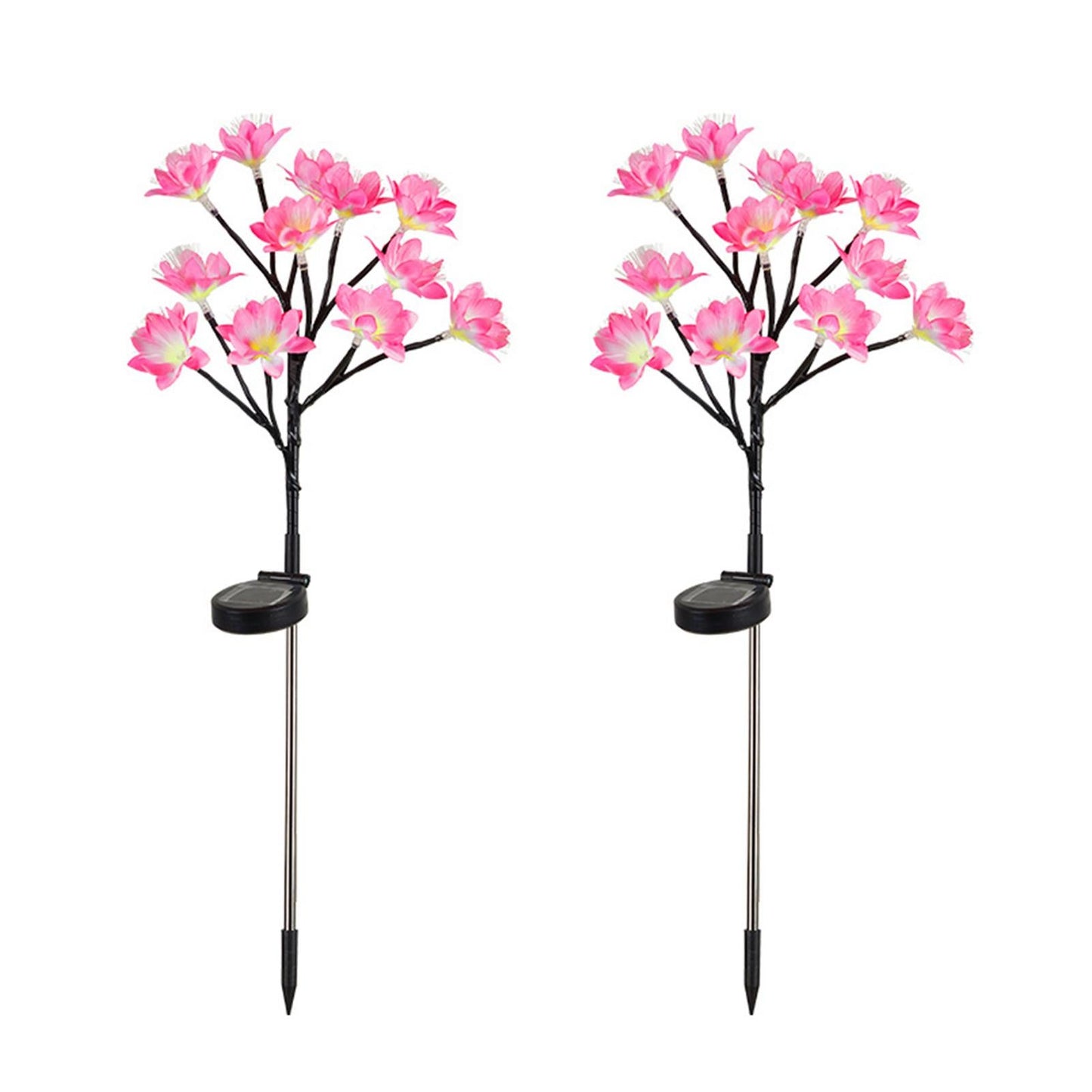 2pcs Solar Garden Lights Orchid Flower Outdoor Stake Solar Powered Landscape Lights -Warm White